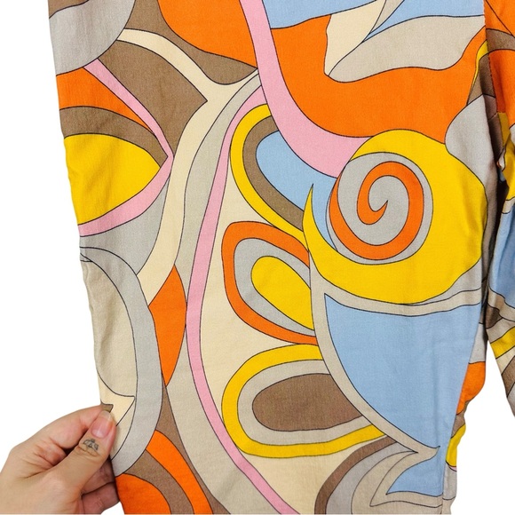 Insight Vintage Retro 70s Psychedelic Print Stretchy Colorful Cropped Pants 16 - Picture 4 of 8